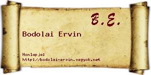 Bodolai Ervin névjegykártya